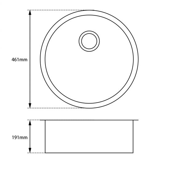 Granite Quartz Stone Kitchen/Laundry Sink Round Single Bowl Top/Under Mount White 460mm