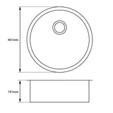 Granite Quartz Stone Kitchen/Laundry Sink Round Single Bowl Top/Under Mount White 460mm