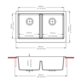 Granite Butler Sink Double Bowls Farmhouse Kitchen Laundry Sink Apron Front Black 865x540x229mm