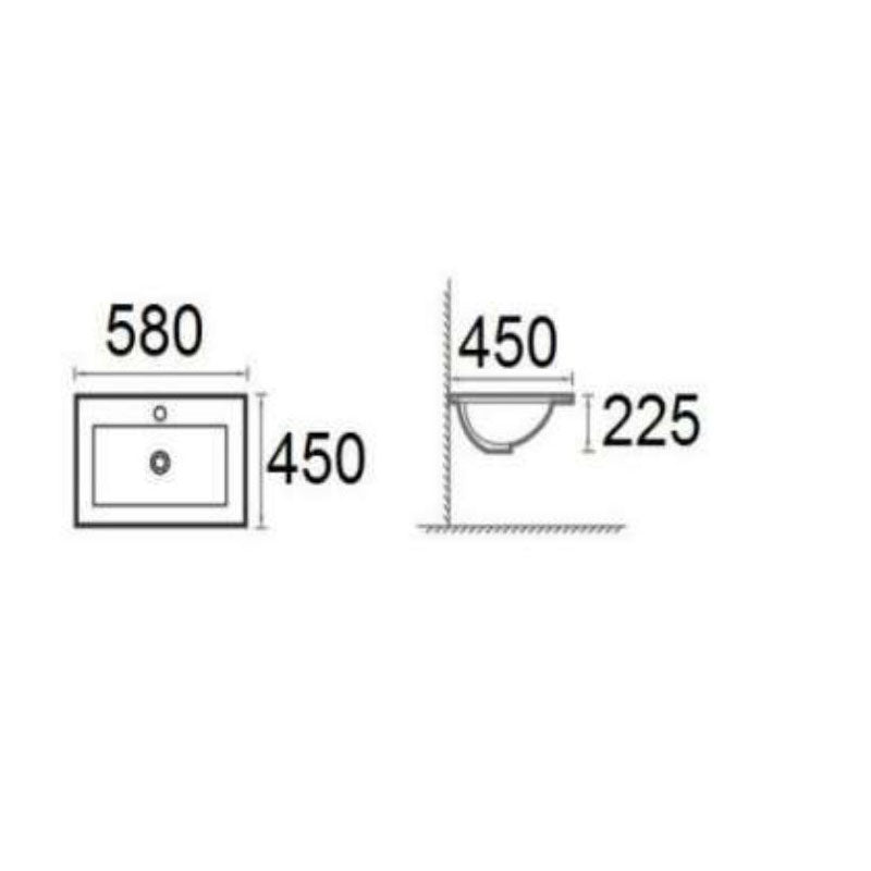 Ceramic Basin Series Under Counter Gloss White 550x450x225mm