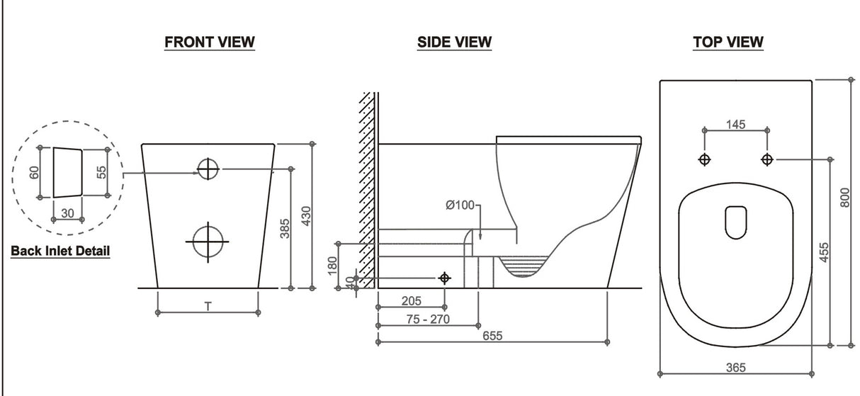 SUPERCARE Rimless In Wall Cistern Toilet Suite S or P Trap