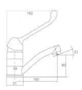 MOBI CARE Swivel Basin Mixer with Disabled Handle (150mm Handle)