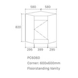 Corner Series (PC60) Gloss White 580x580x820mm Back to Corner Vanity with Poly Marble Top (CN)