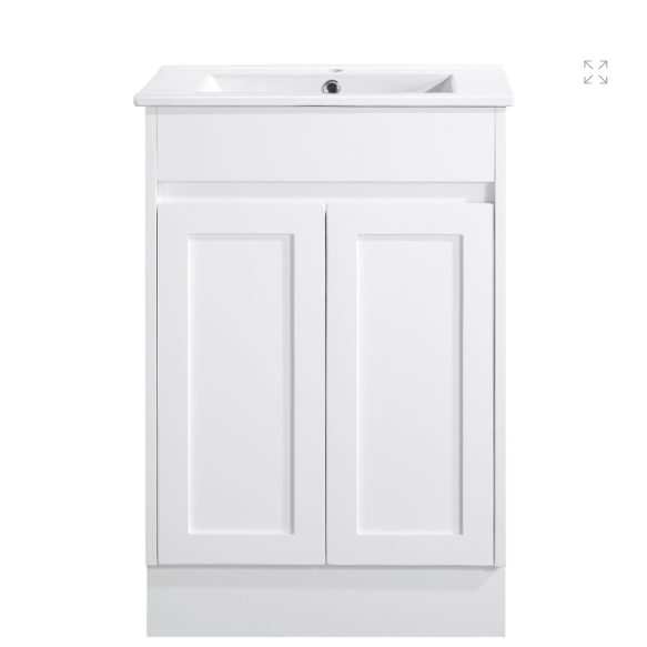 Vintage Series Gloss White 600mm CABINET ONLY Suits Single Bowl