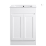 Vintage Series Overall Matt White 580x455x855mm Vanity with Stone Top & Ceramic Undermount Basin