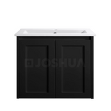 Vintage (Hung) Series Single Bowl Matt Black Overall 600mm Vanity Set With Stone Top & Ceramic Undermount Basin