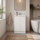 Sierra Series Freestanding Gloss White Overall 580x355x855mm Vanity with Ceramic Slimline Top (UV32)