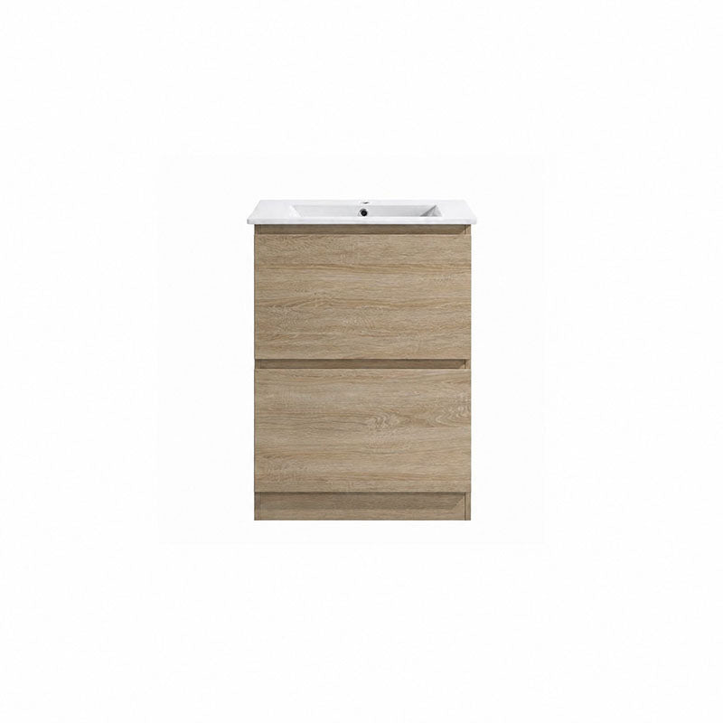 Moddra Series Natural Timber Overall 580x450x855mm Vanity Set With Ceramic Slimline Top (UV31)
