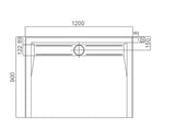 STYLO SMC Shower Base with Stainless Steel Centre Rear Channel 1200x900x40mm