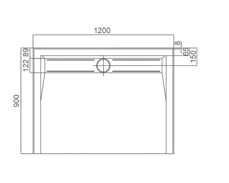 STYLO SMC Shower Base with Stainless Steel Centre Rear Channel 1200x900x40mm