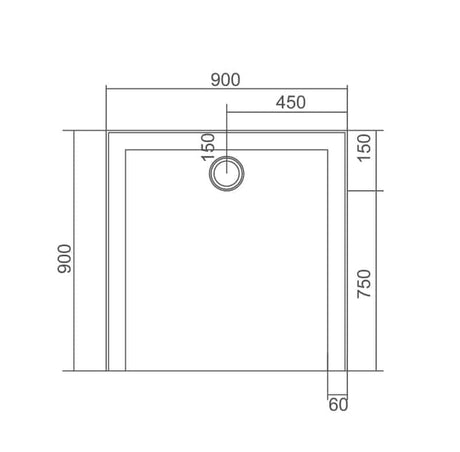 STYLO SMC Shower Base with White ABS Waste 900x900x40mm Centre Rear Outlet