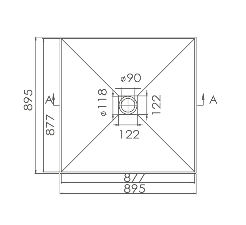 INTERNO SMC Tile Tray with Stainless 304 Grade Bracket  Centre Oultet Only 895x895x60mm