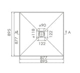 INTERNO SMC Tile Tray with Stainless 304 Grade Bracket  Centre Oultet Only 895x895x60mm