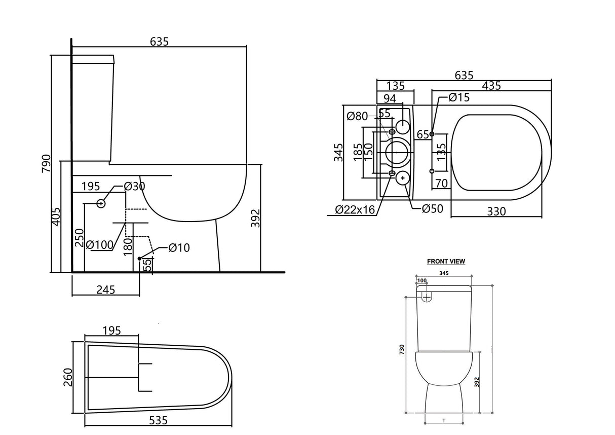 QUBI-III Wall Faced Boxed Rim Toilet Suite