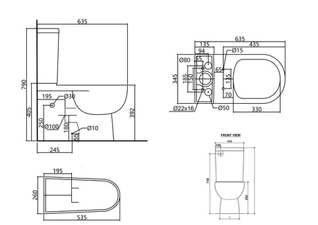 QUBI-III Wall Faced Boxed Rim Toilet Suite