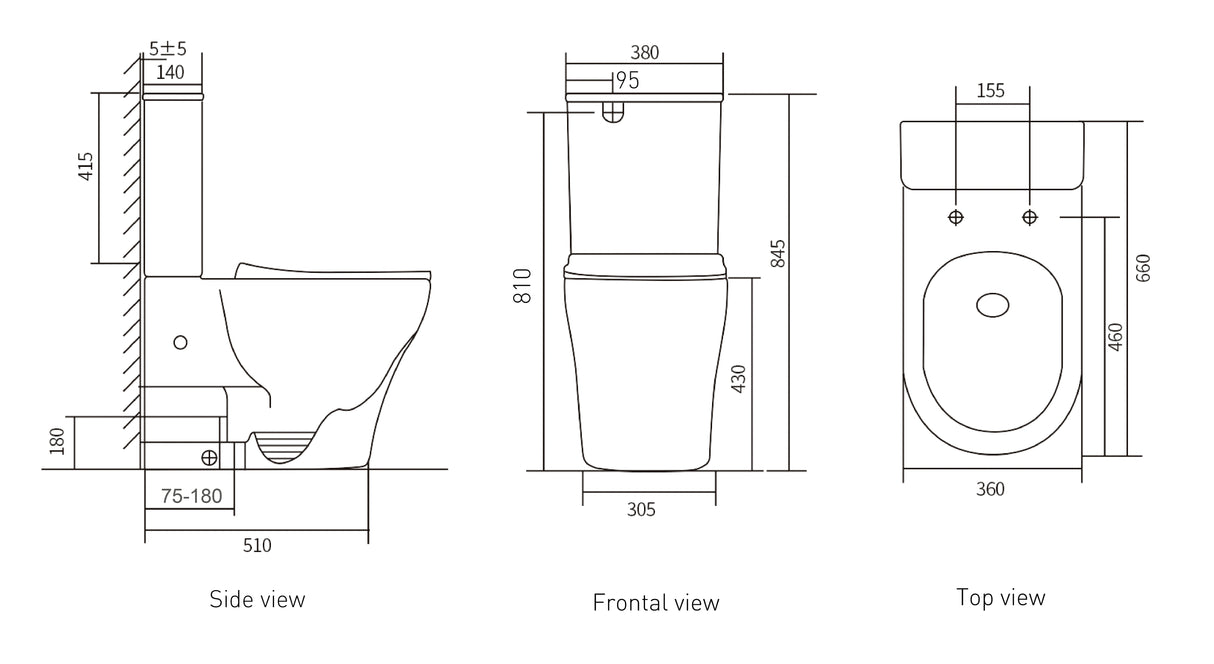 VIVO Wall Faced Rimless Tornado Flush Toilet Suite