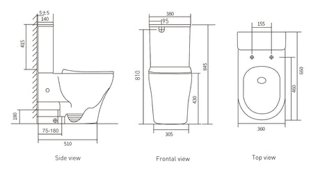 VIVO Wall Faced Rimless Tornado Flush Toilet Suite