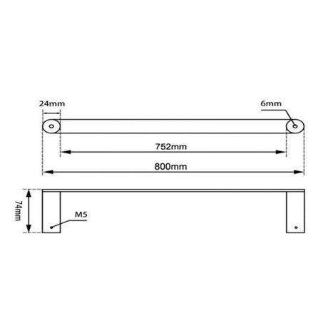 RUSHY Series Single Towel Rail Brushed Brass 800mm