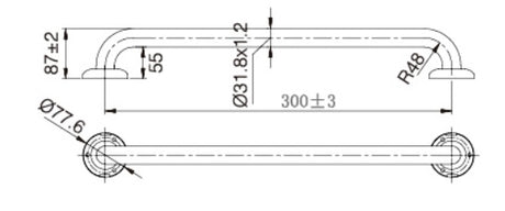 MOBI CARE Disabled Straight Grab Rail Matt Black 300mm