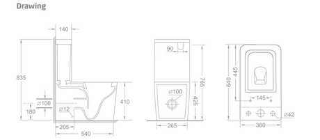 ACQUA-IV Universal Wall Faced Rimless Toilet Suite