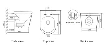 BELLA Rimless In Wall Cistern Toilet Suite Chrome Round Button