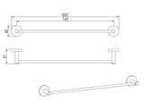 LUCID PIN Series Brushed Nickel Single Towel Rack Rail 800mm