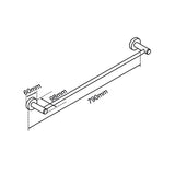 LUCID PIN Series Single Towel Rack Rail Brushed Brass 800mm