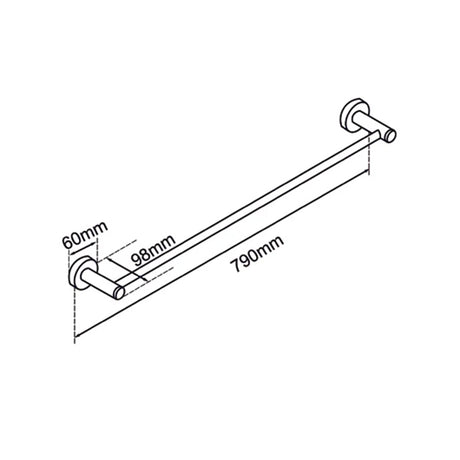 LUCID PIN Series Single Towel Rack Rail Black 800mm
