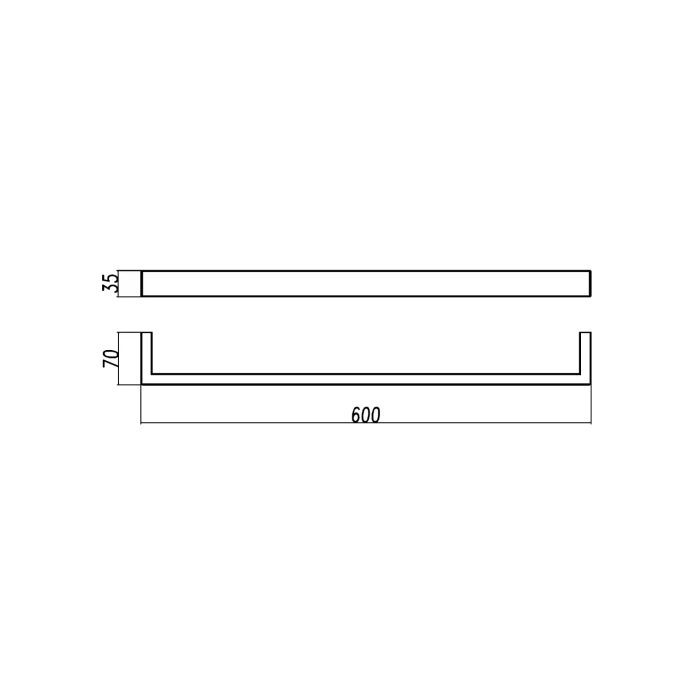 IVANO Series Single Towel Rail Black 600mm