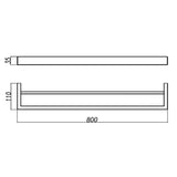 IVANO Series Double Towel Rail Black 800mm