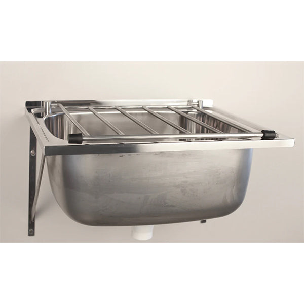 LAVASSA Stainless Steel Cleaners Sink with Grate and Wall Brackets - Waste Included 515x460x270mm