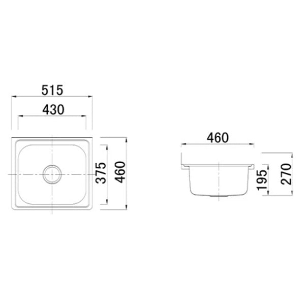 LAVASSA Stainless Steel Cleaners Sink with Grate and Wall Brackets - Waste Included 515x460x270mm