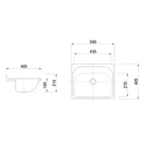 LAVASSA Stainless Steel Wall Hung Basin 500x405x160mm