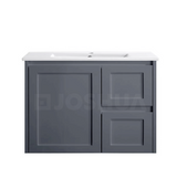 Vintage (Hung) Series Right Hand Drawer Matt Grey Overall 750mm Vanity Set With Flat Stone Bench Top