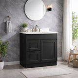 Vintage Series Left Hand Drawer Matt Black Overall 730x455x855mm Vanity with Stone Top & Ceramic Undermount Basin