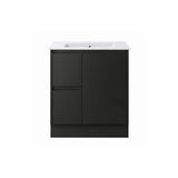Sierra Series Left Hand Drawer Freestanding Matt Black Overall 730X355X855mm Vanity Set With Ceramic Slimline Top (UV32)