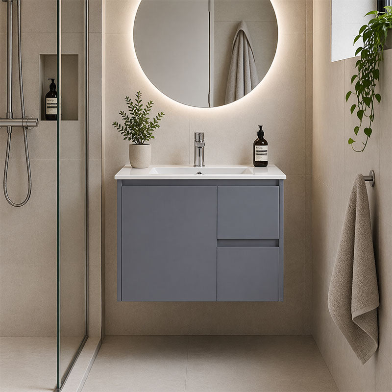 Sierra(Hung) Series Wall Hung Right Hand Drawer Matt Grey Overall 730x355x520mm CABINET ONLY