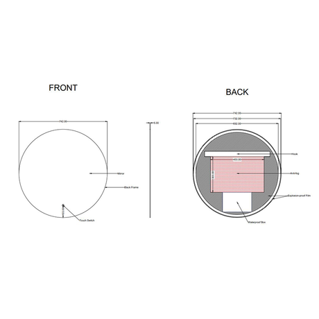Round Framed Carysil LED Mirror Black 750mm