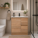 Sierra Series Right Hand Drawer Freestanding Natural Timber Overall 730x355x855mm CABINET ONLY