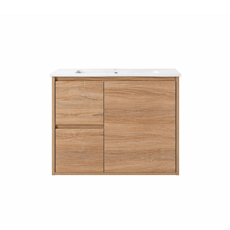 Sierra Series Wall Hung Left Hand Drawer Natural Timber 730x355x520mm CABINET ONLY