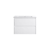 Moddra(Hung) Series Matt White Overall 730x455x540mm Vanity Set With Ceramic Slimline Top (UV31)
