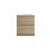 Moddra Series Natural Timber Overall 730x450x855mm Vanity Set With Stone Top & Ceramic Undermount Basin