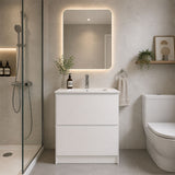 Moddra Series Gloss White Overall 730x450x855mm Vanity Set With Ceramic Slimline Top (UV31)