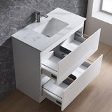 Moddra Series Gloss White Overall 730x450x855mm Vanity Set With Ceramic Slimline Top (UV31)