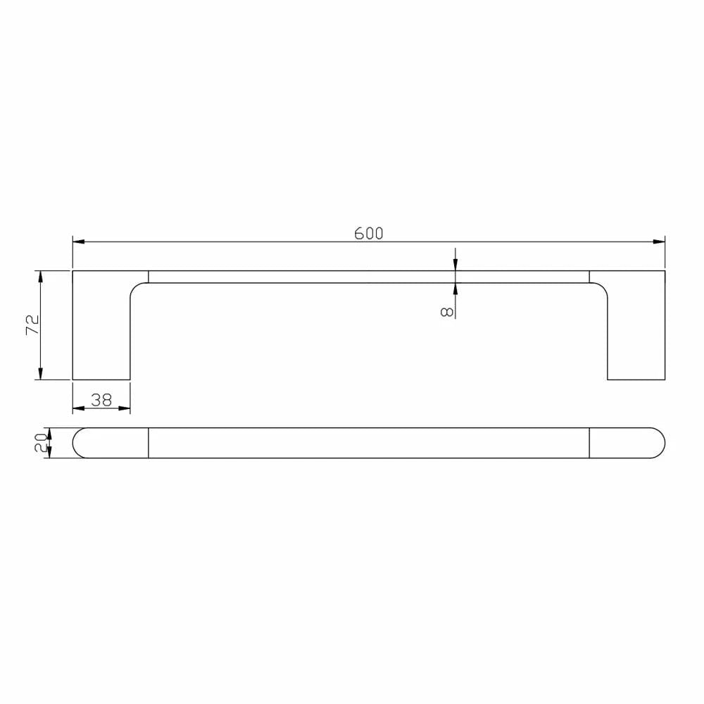 AU Chrome Single Towel Rail 600mm