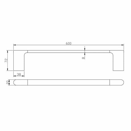 AU Black Single Towel Rail 600mm