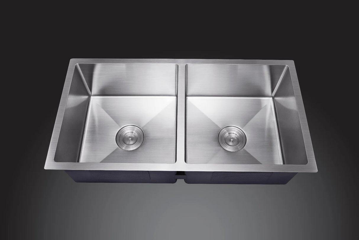 Double Bowl Sink Deep Brushed Silver 800x450x250mm