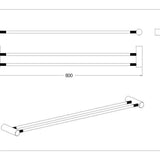 CADDENCE Series Brushed Gun Metal Grey Double Towel Rail 800mm