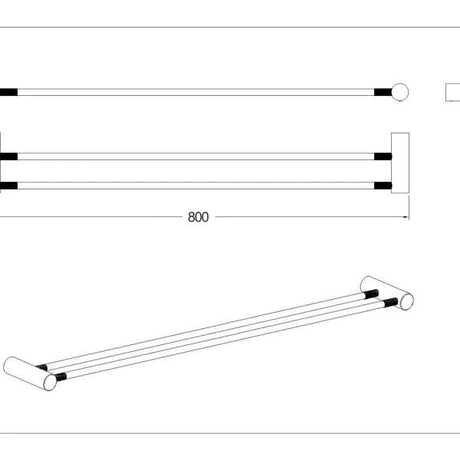 CADDENCE Series Brushed Gun Metal Grey Double Towel Rail 800mm