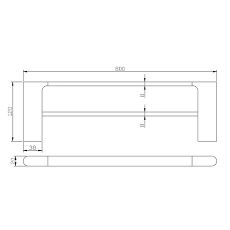 CADDENCE Series Brushed Gun Metal Grey Double Towel Rail 800mm